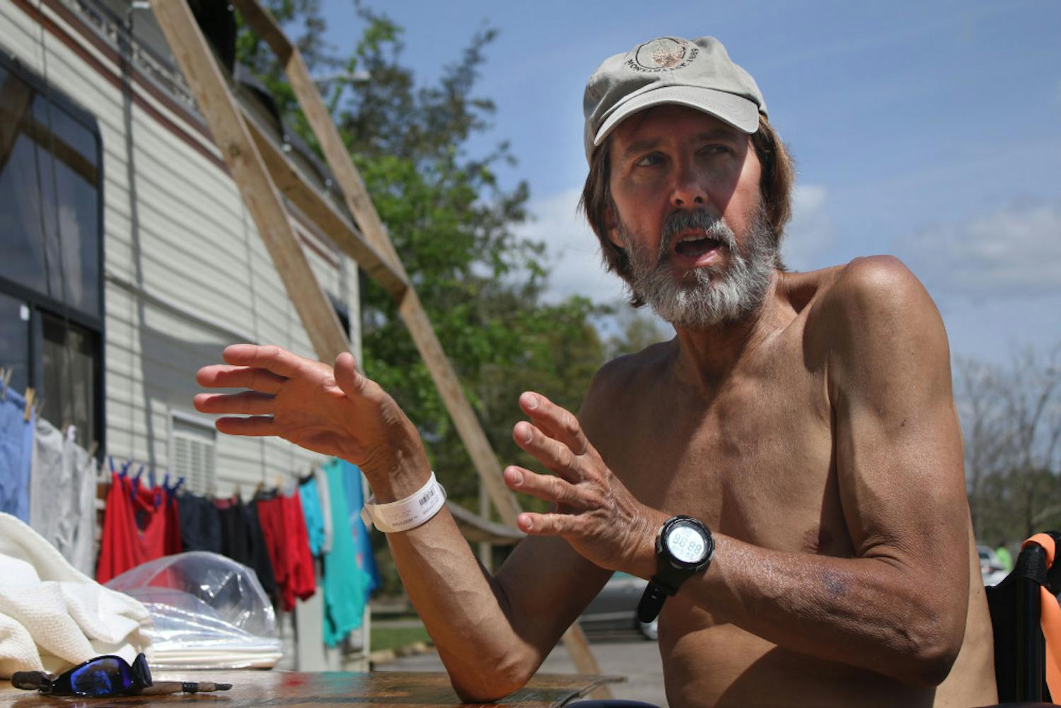 In Dignity Village, just outside the main gate of GRACE Marketplace, Mark Venzke, 62, describes his plans to renovate his motorhome so he can move out of the 6-foot tent where he currently sleeps. 