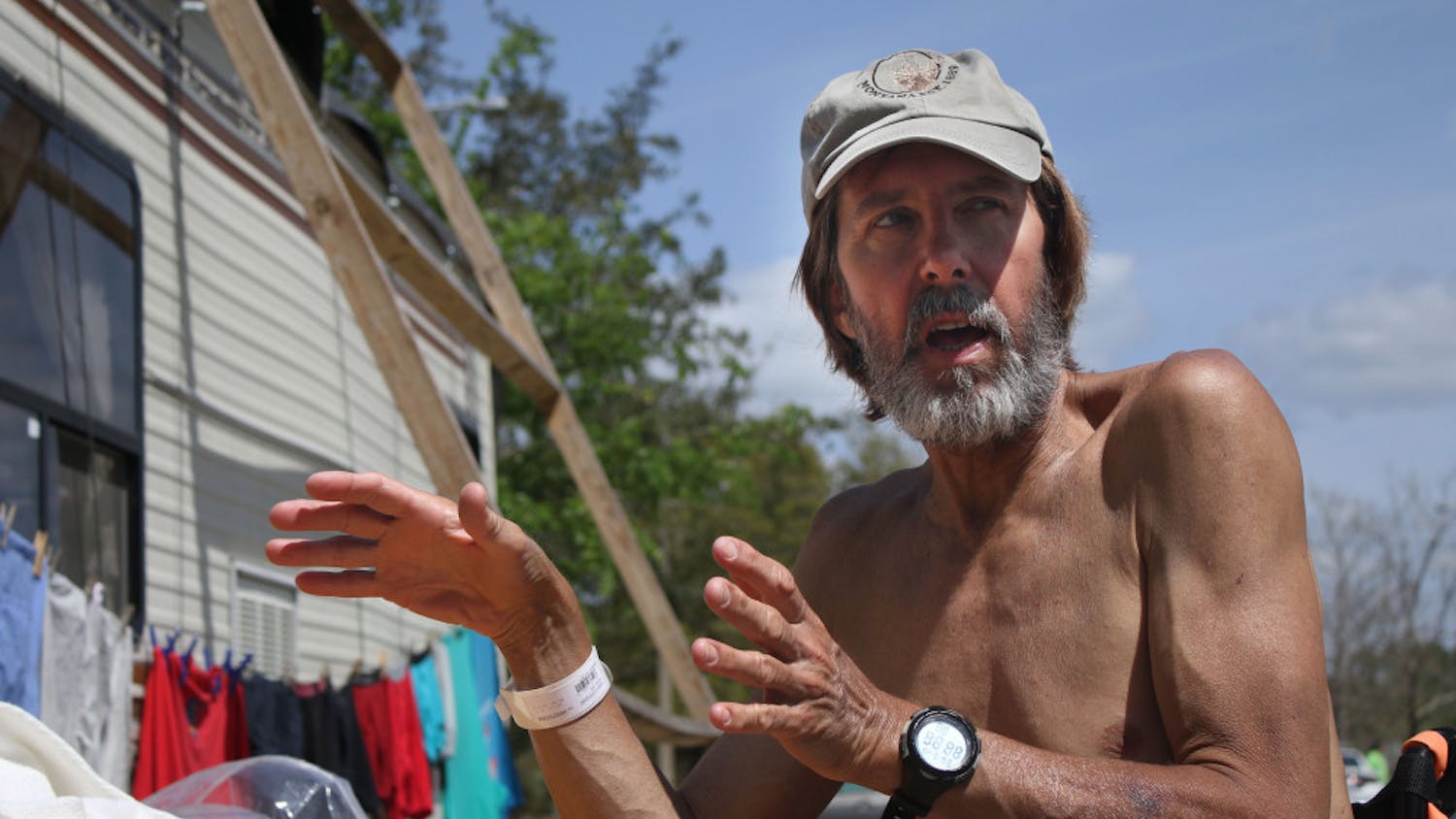 In Dignity Village, just outside the main gate of GRACE Marketplace, Mark Venzke, 62, describes his plans to renovate his motorhome so he can move out of the 6-foot tent where he currently sleeps. 