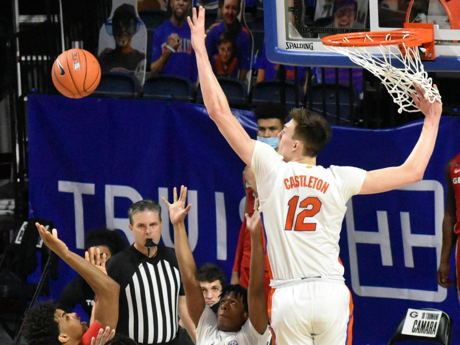 Colin Castleton against Georgia on Feb. 20. UF basketball released its 2021 non-conference schedule Thursday.
