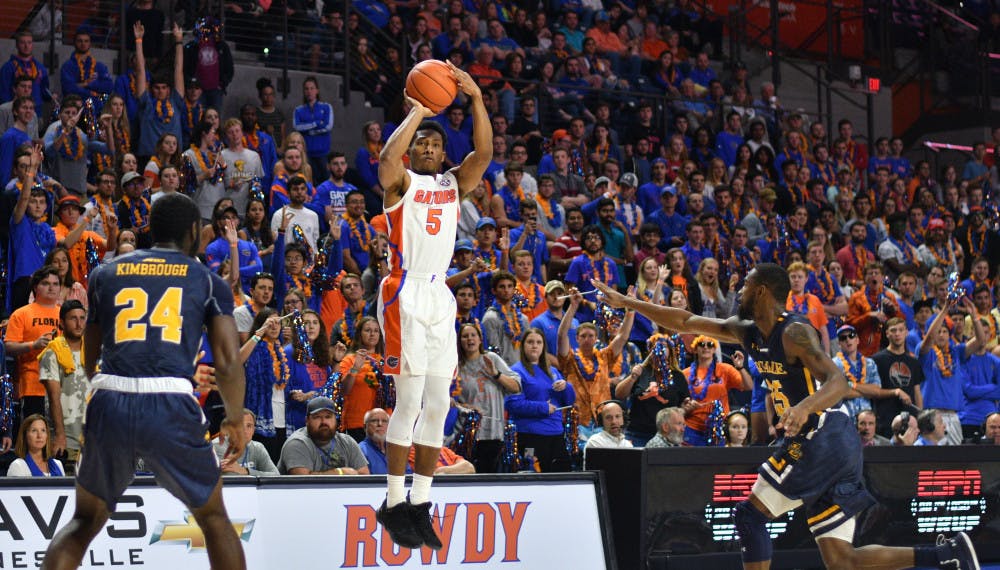 Florida guard KeVaughn Allen went 0-for-3 from the field in the Gators’ 82-69 win against La Salle on Saturday in the O’Connell Center. He shot 6-for-11 in his previous game against Charleston Southern.