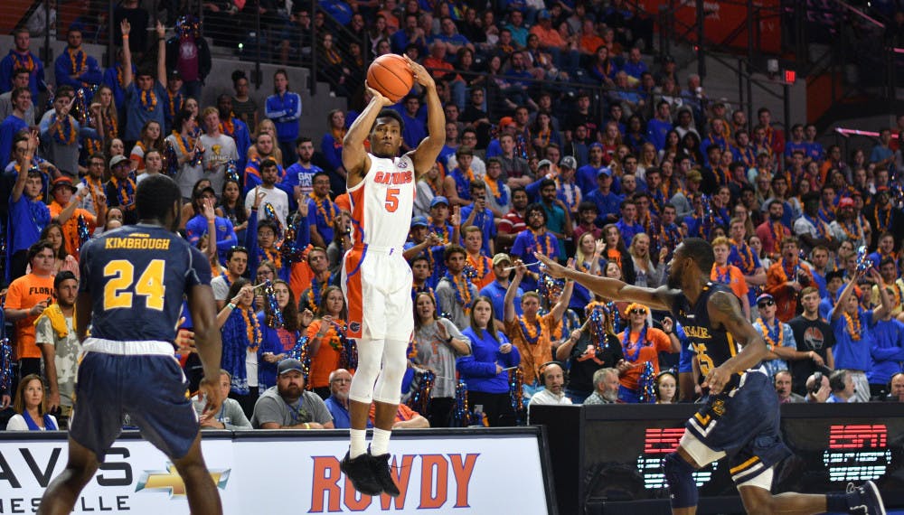 <p><span id="docs-internal-guid-c4d7ac87-7fff-8709-17f6-70013a9ce053"><span>Florida guard KeVaughn Allen went 0-for-3 from the field in the Gators’ 82-69 win against La Salle on Saturday in the O’Connell Center. He shot 6-for-11 in his previous game against Charleston Southern.</span></span></p>