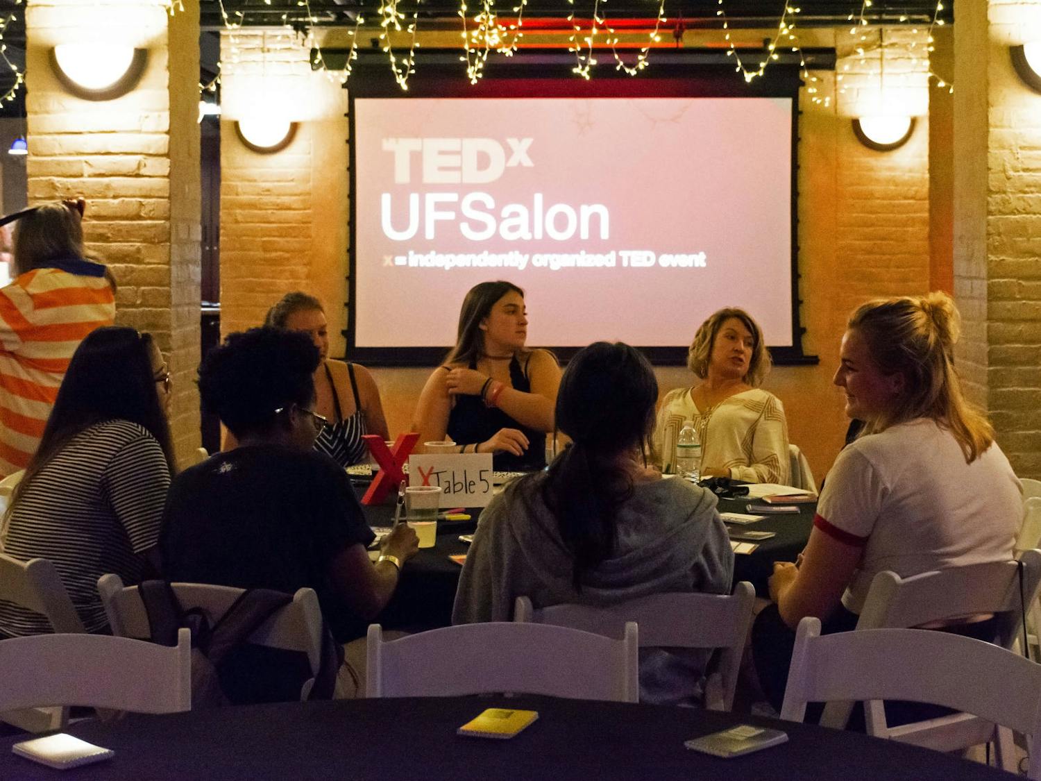 UF students and Gainesville community members gather Tuesday evening to discuss inclusivity at TEDxUF's first salon of the semester, titled "Who Tells the Story".&nbsp;