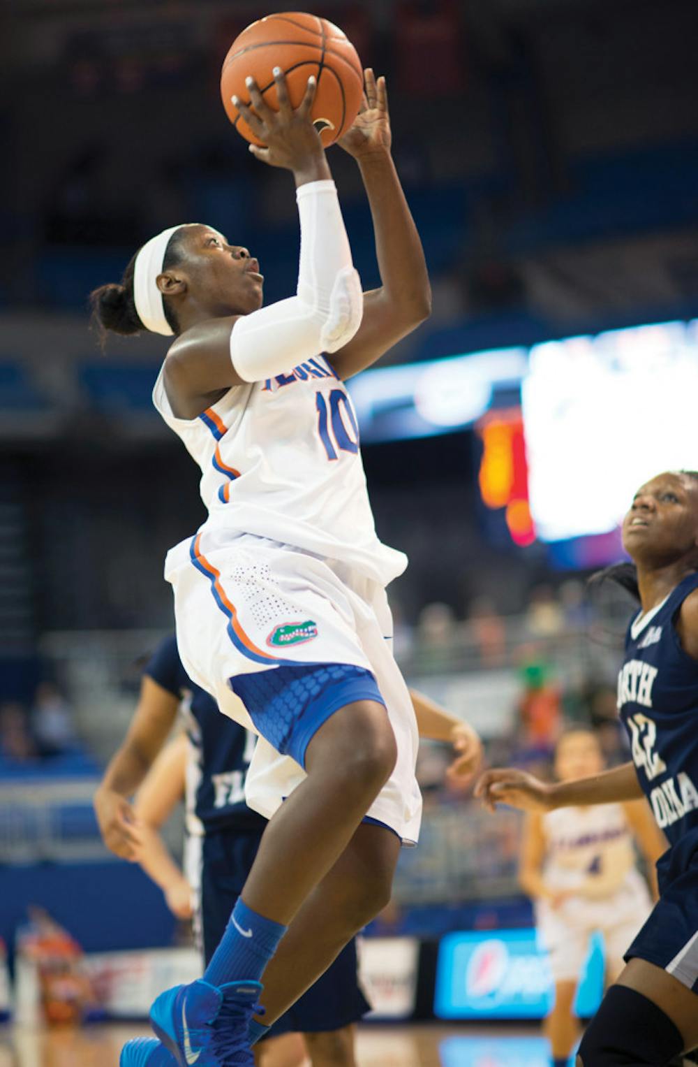 <p>Despite not leading for the entire game, the Gators overcame a 16-point halftime deficit to shock the Hoyas. After tying the game at 58 at the end of regulation, Florida quickly took its first lead of the game on a three-point-play by senior Jaterra Bonds.</p><p>With the UF lead down to 66-65, Bonds, who scored a career-high 26 points in the game, drove hard to the basket and completed one of two fouls to cement the Gators 67-75 comeback victory.</p>