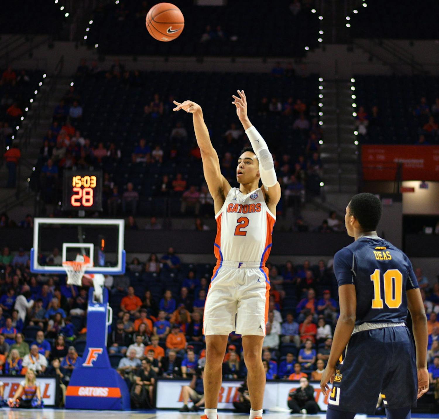Freshman guard Andrew Nembhard is second on the team in three-point shooting percentage (.467).