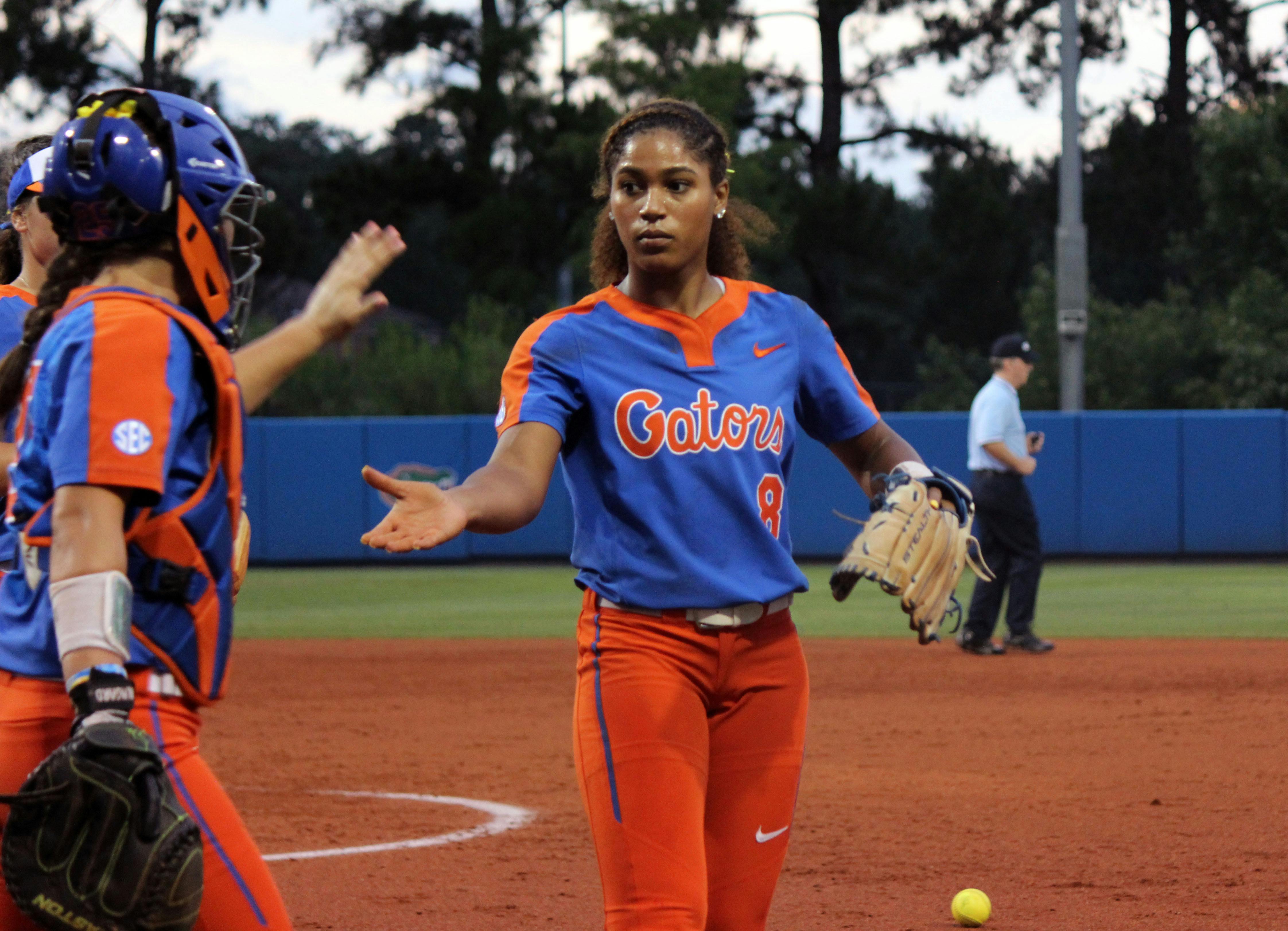 Senior pitcher Aleshia Ocasio threw her final outing for the Gators in their 2-0 lost to Oklahoma at the Women's College World Series. Ocasio and starter Kelly Barnhill combined for only three hits, but their efforts weren't enough to save UF's season. 