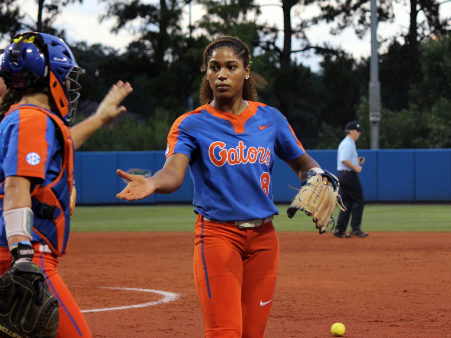 Senior pitcher Aleshia Ocasio threw her final outing for the Gators in their 2-0 lost to Oklahoma at the Women's College World Series. Ocasio and starter Kelly Barnhill combined for only three hits, but their efforts weren't enough to save UF's season.
