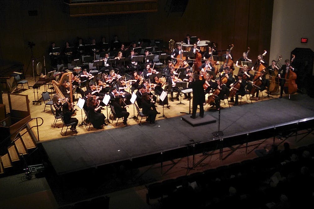 In the University Auditorium, February 5th, the University of Florida Symphony Orchestra performing their 47th annual Concerto Competition Winners concert.