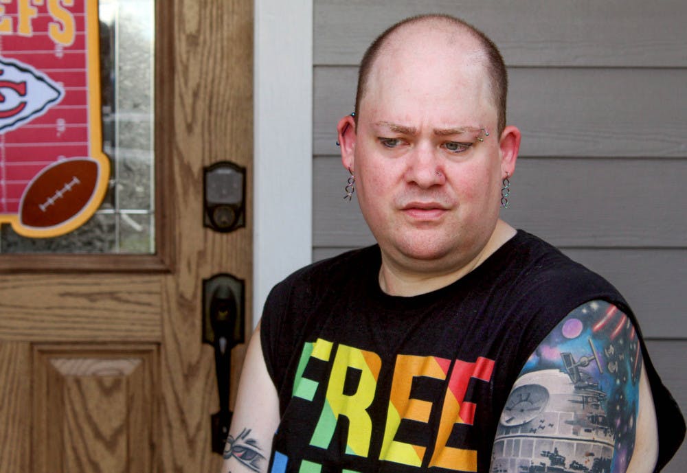 Alecia Abel, a 38-year-old engineer, of Newberry, began transitioning as a transgender woman three months ago. A vandal spray painted a transphobic slur on her garage door early Friday morning. 