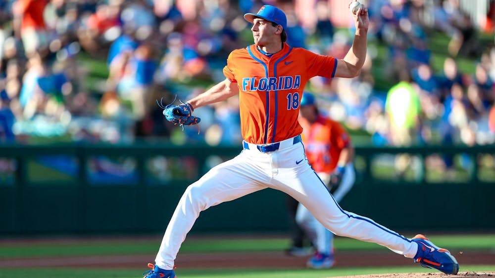 Pierce Coppola throws out a pitch in Florida's win against Air Force on Saturday, Feb. 15, 2025, in Gainesville, Fla. 