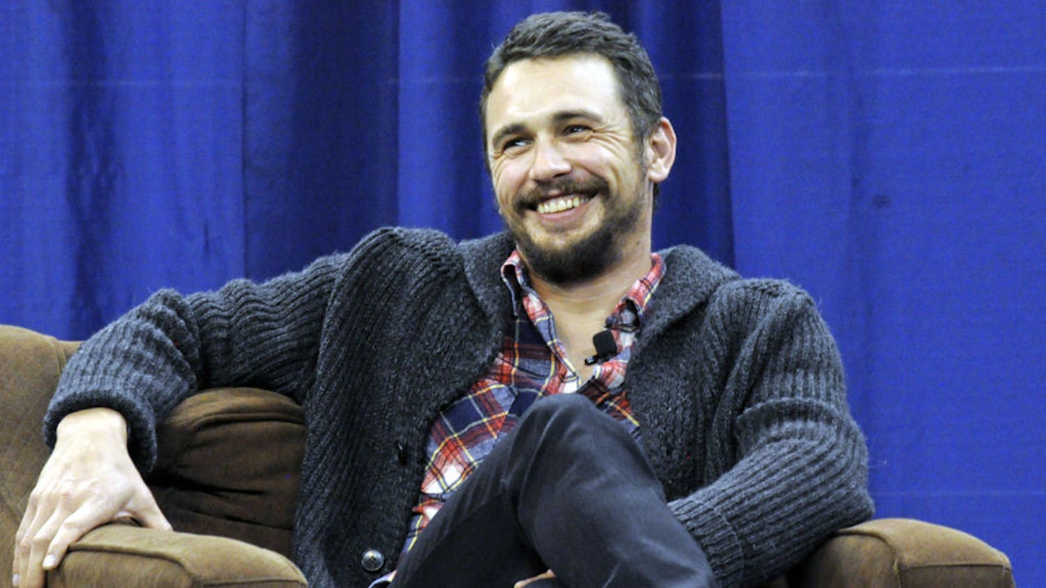 James Franco speaks to a crowd at the O'Connell Center on Wednesday. In his talk, which was sponsored by Accent, Franco discussed his reaction to the 2014 Sony hack, how he transformed into the character Alien for the movie "Spring Breakers," and his growth as an actor.
