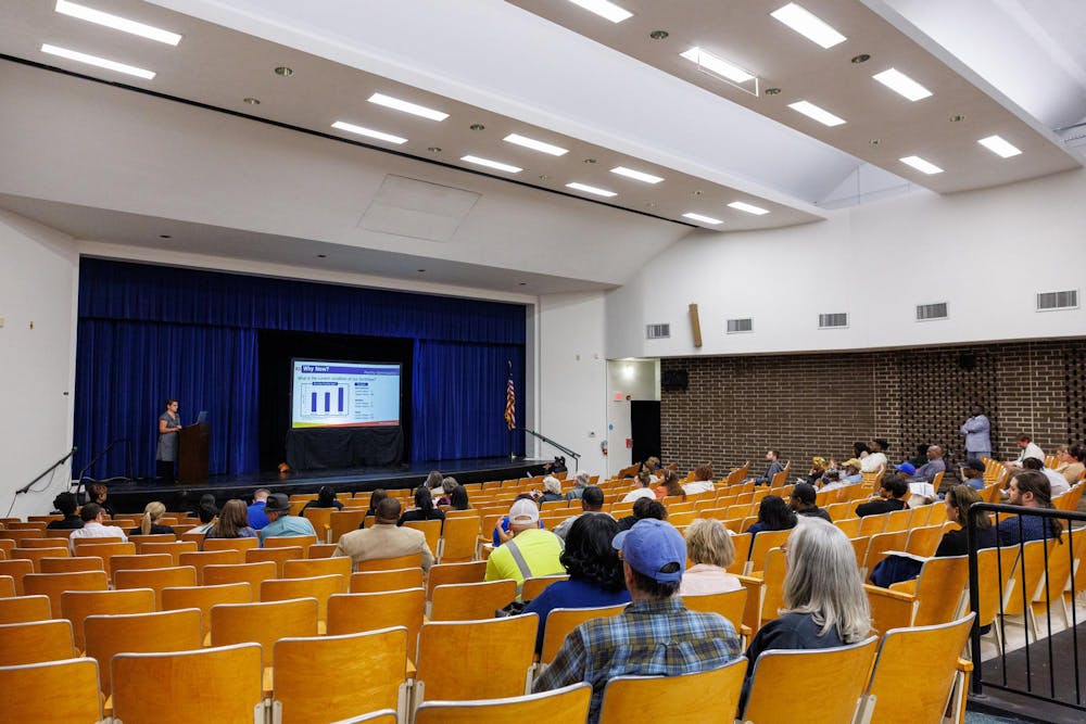 Kathie Ebaugh gives a presentation on JBPro’s proposal for  schools in Hawthorne, Florida, on Wednesday, Jan. 04, 2026.