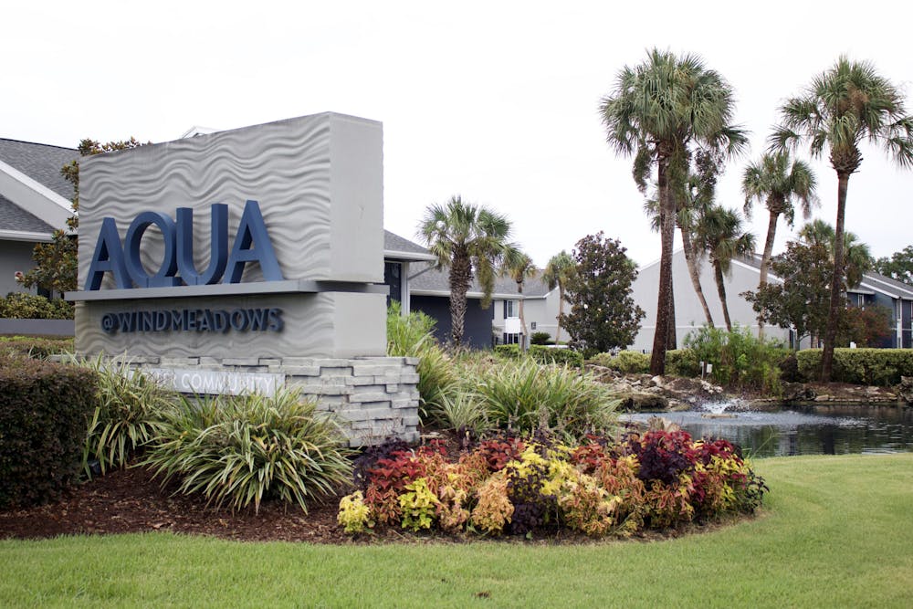 Aqua Meadows stands undisturbed amidst a recent boil water notice, causing concern for the apartment complex's water safety as seen on Sunday, Aug. 3, 2025. 
