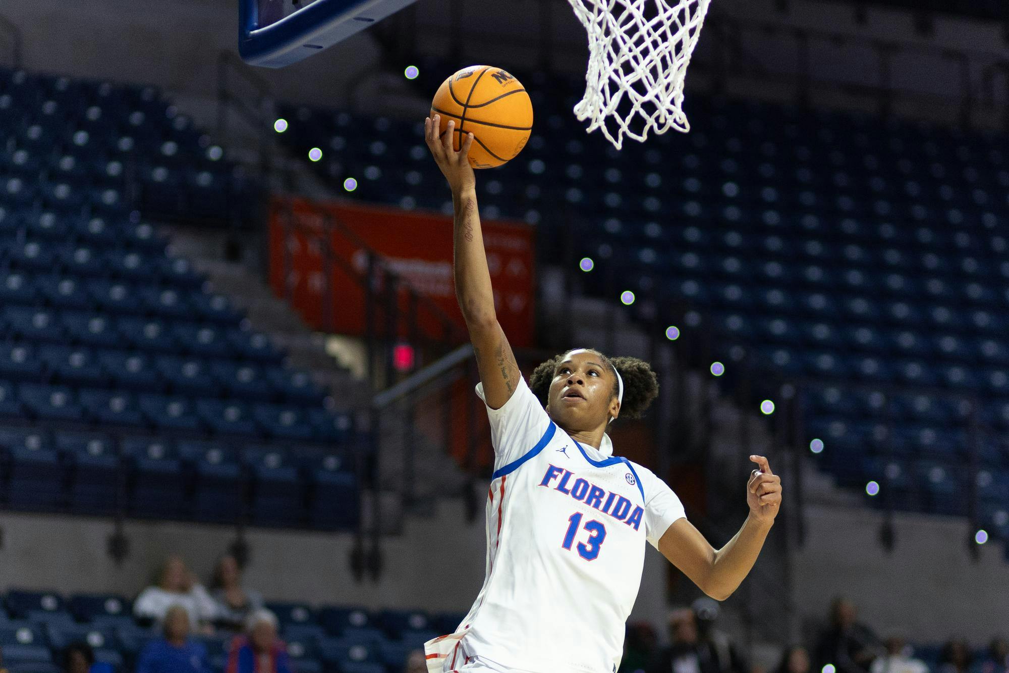 Florida Gators guard Laila Reynolds (13) takes a shot against the UNF Osprays at Billy Donavan Court at Stephen C. O'Connell Center on Monday, November 03, 2025.