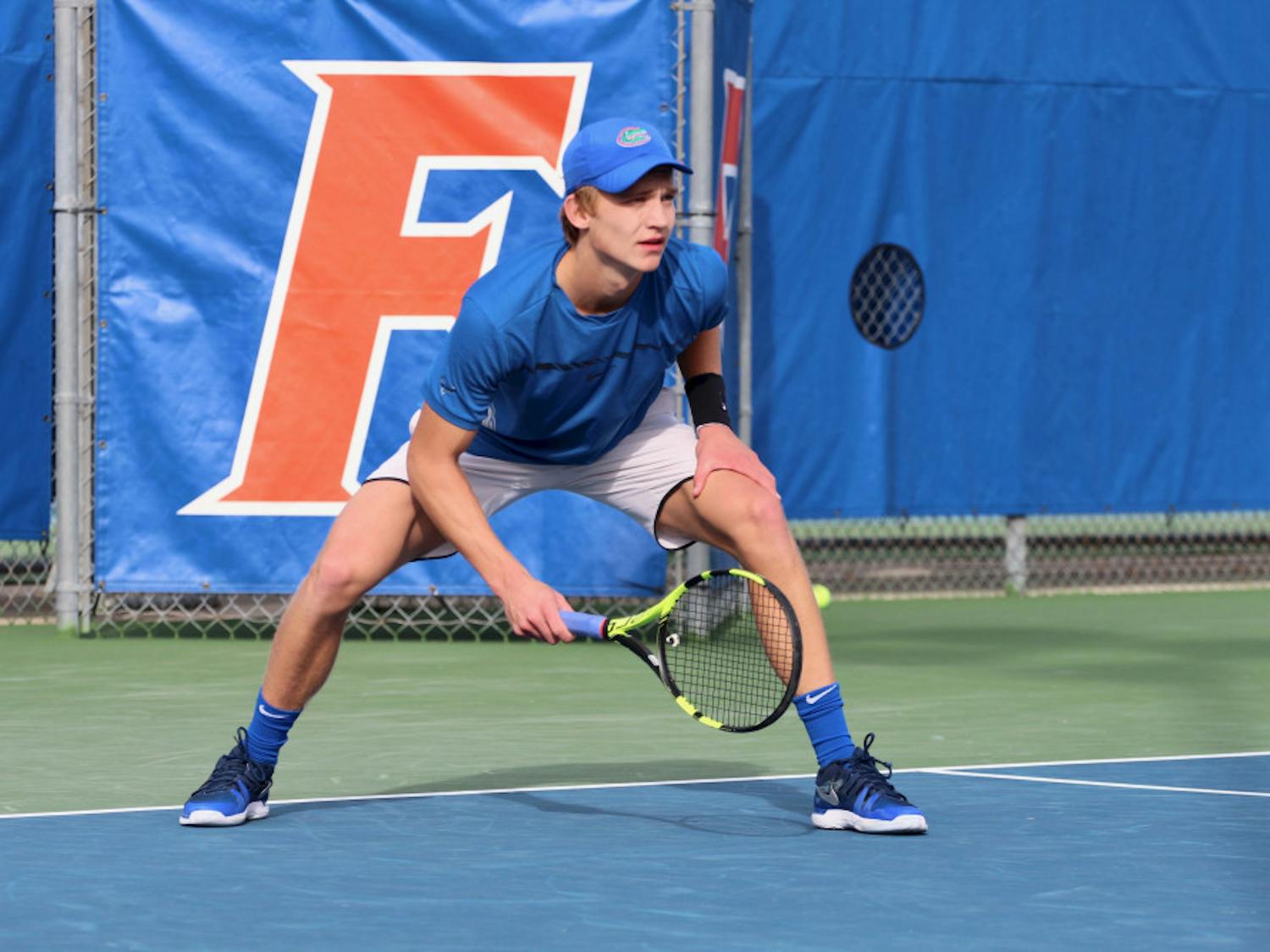 Sophomore Johannes Ingildsen won his doubles set, but ended up losing his singles matchup that included a marathon 7-6(10) first-set loss.