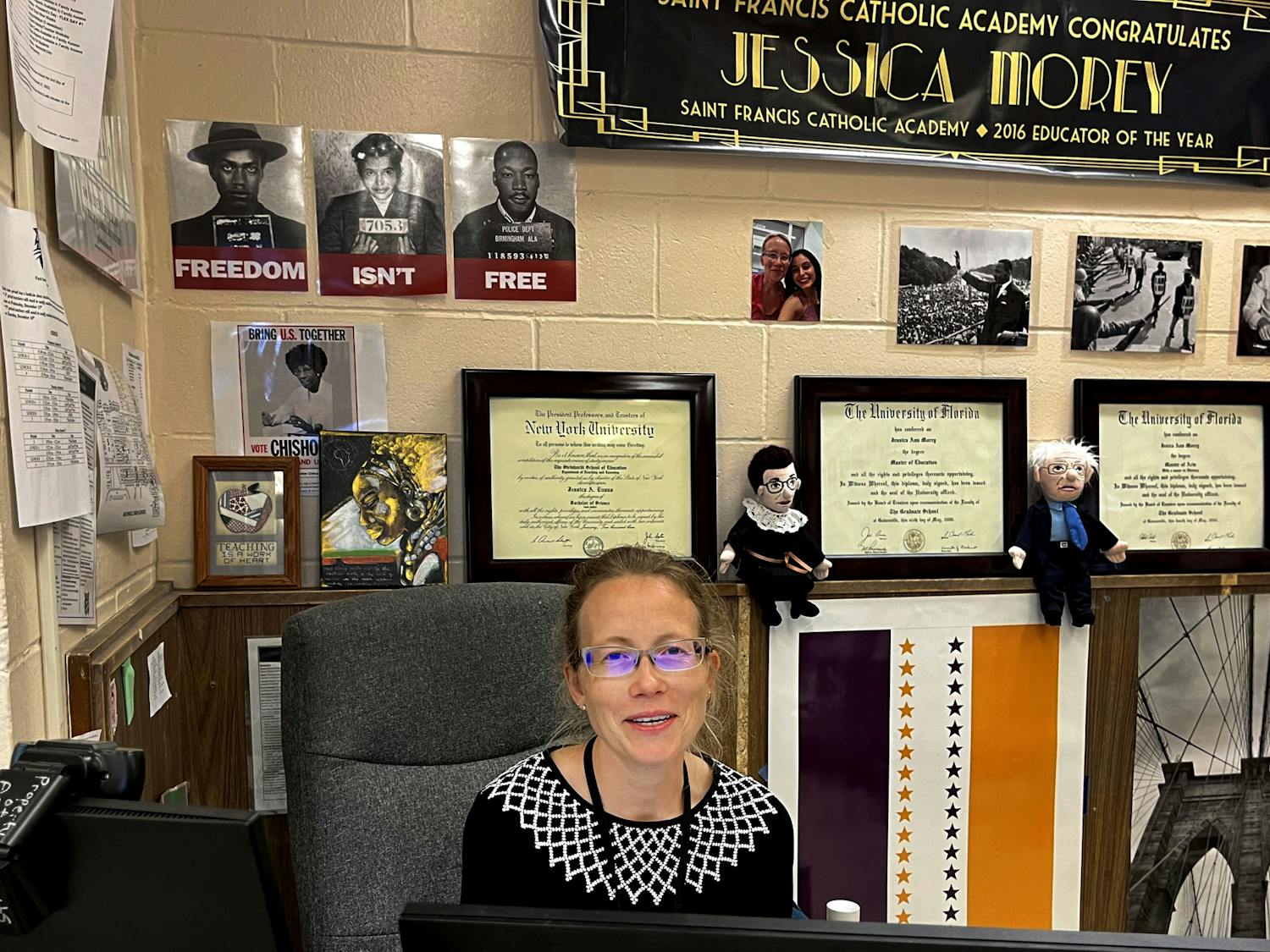 Jessica Morey, Buchholz High School history teacher, poses for a portrait inside of her classroom on Thursday, Feb. 17. She said she's always been passionate about teaching African history and working with diverse groups of students.