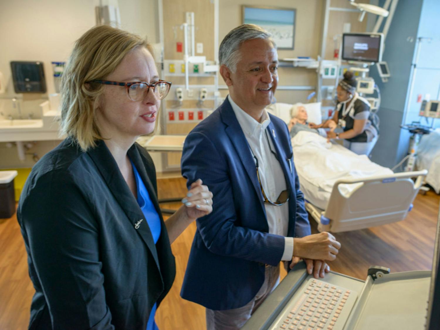 Ragnhildur Bjarnadottir, Ph.D., left, and Robert Lucero, Ph.D., plan to use nurses' notes for their project in improving the safety for hospitalized older adults.