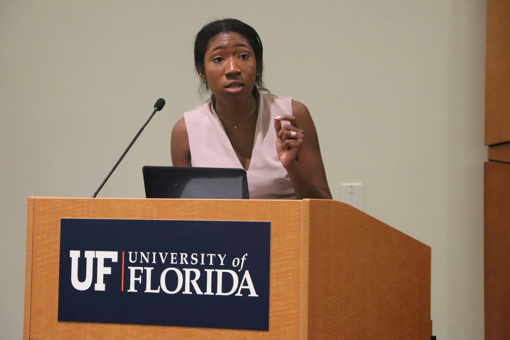 Student Body President Olivia Green announcing during public comment the case she is filing against members of Change Party on Tuesday, June 6, 2023. 