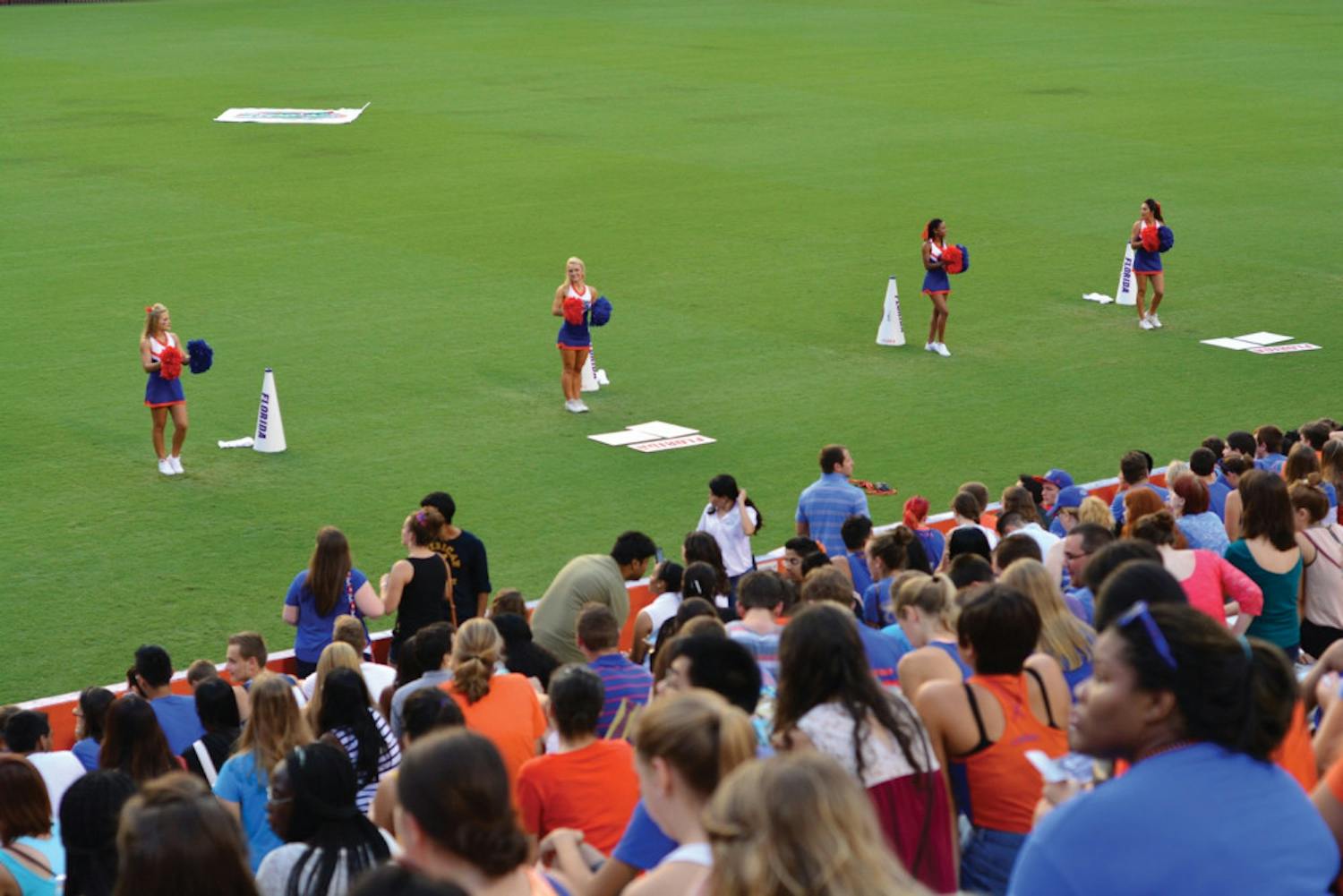 PEP RALLY - UF Students gather for the first-ever "Rally in the Swamp" student pep rally on Sunday, Aug. 24. in the Ben Hill Griffin Stadium.