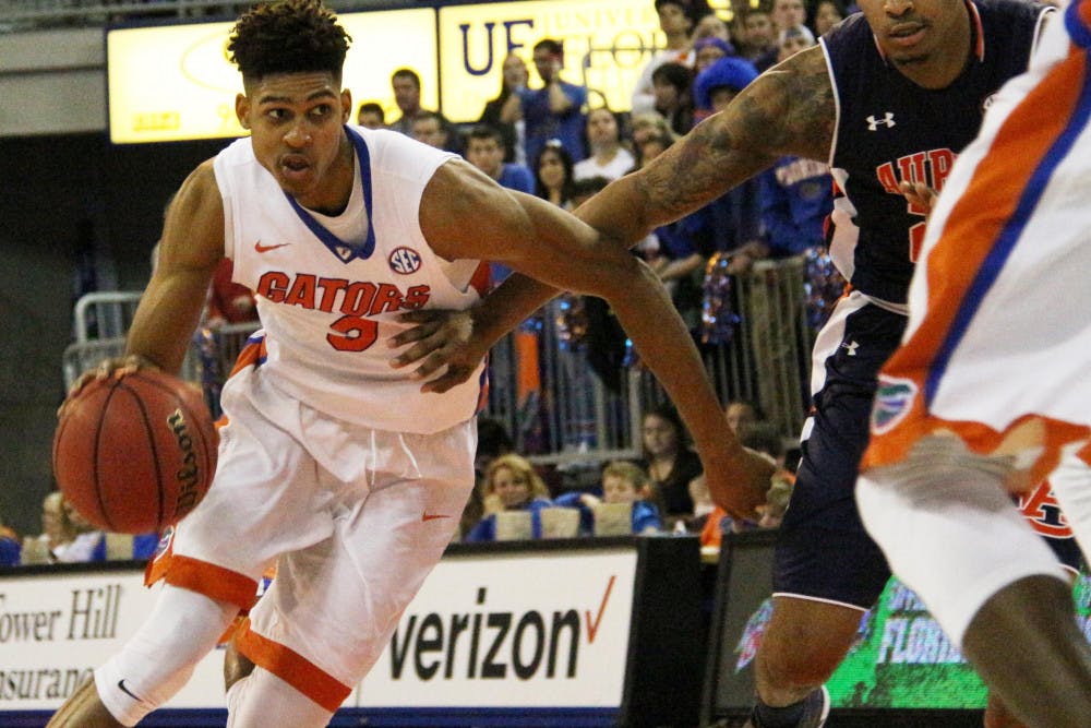 UF’s Devin Robinson drives down the court during Florida’s 95-63 win against Auburn on Jan. 23, 2016, in the O’Connell Center.