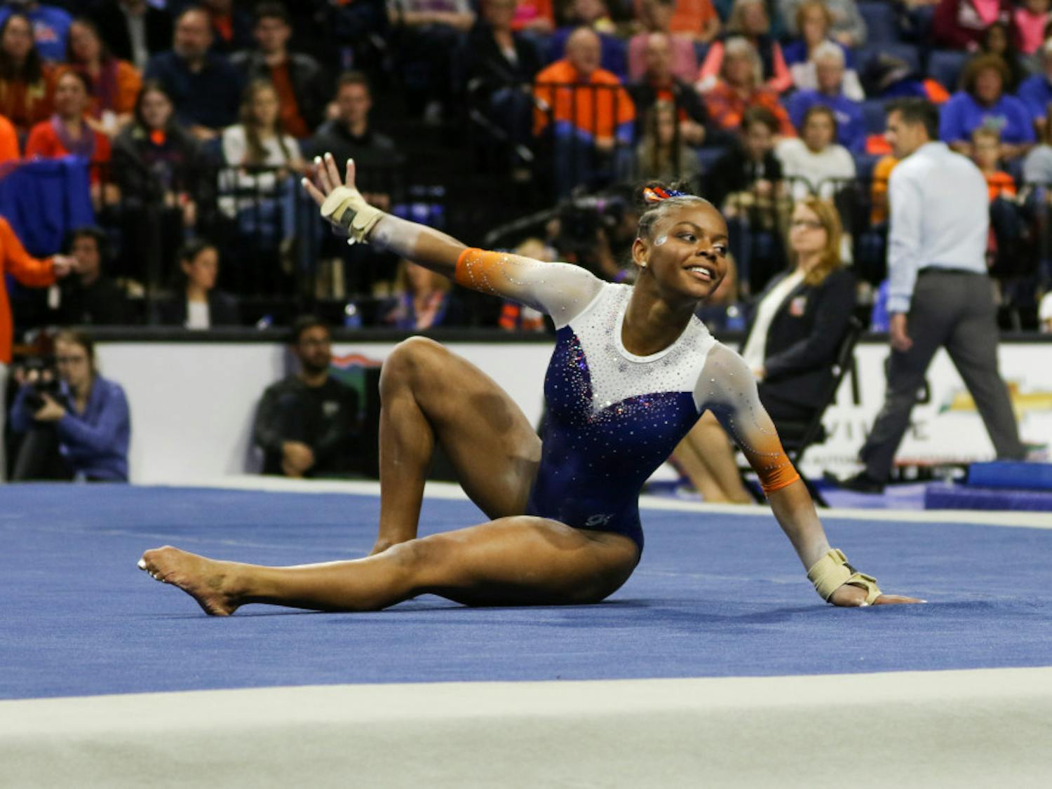 Freshman gymnast Trinity Thomas will compete on the bars and floor events at the NCAA Championships in Fort Worth, Texas, on Friday.