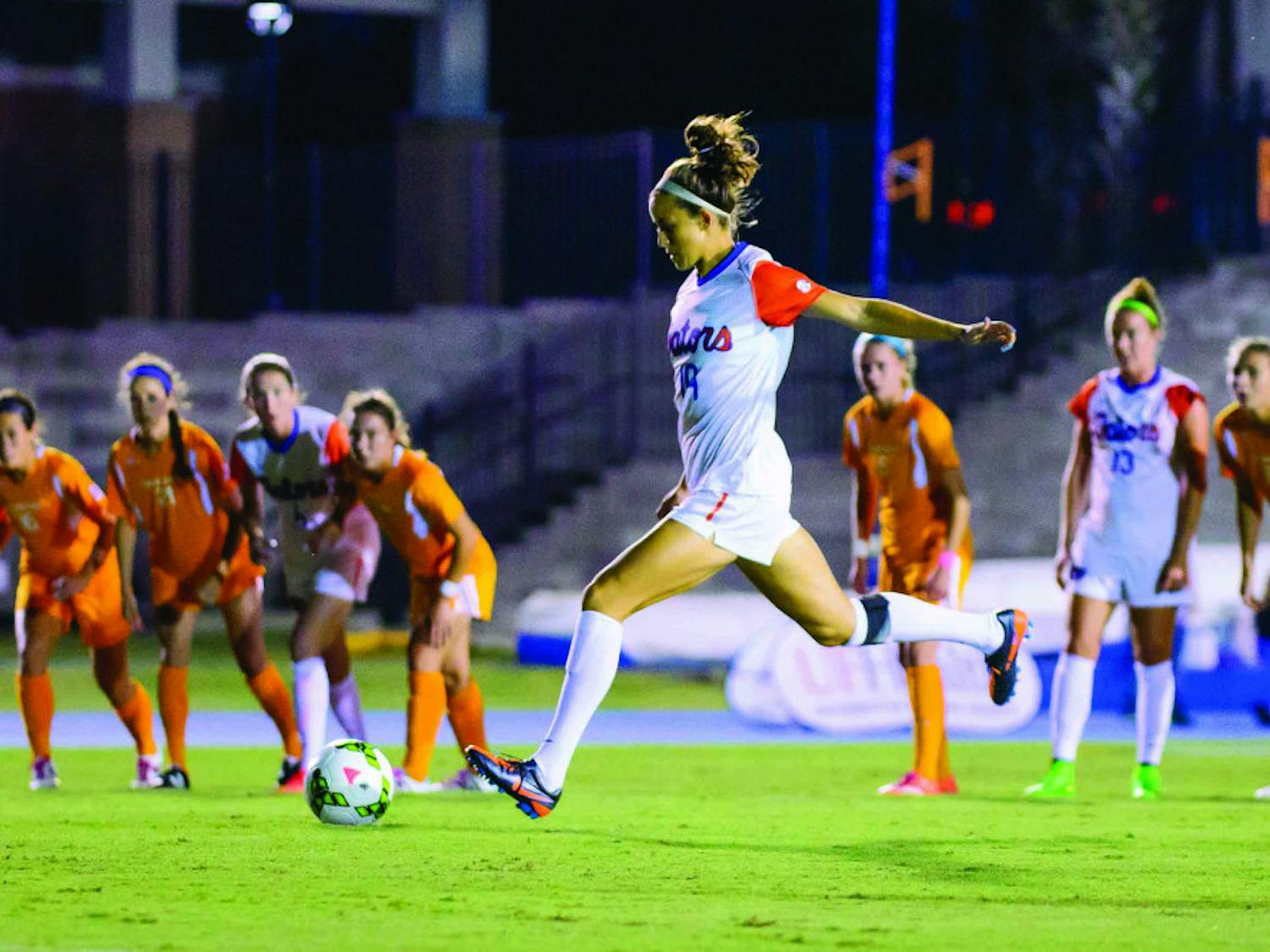 Havana Solaun dribbles the ball during UF's 3-1 win against Tennessee on Friday.