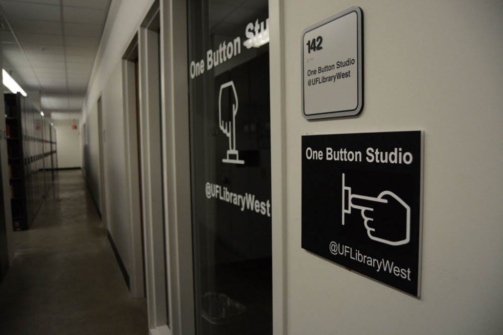 The new One Button Studio in Library West room 142 opened last week to students. To use $15,800 system, students plug an 8 GB flash drive into a video camera to compress and save the recording on the flash drive.