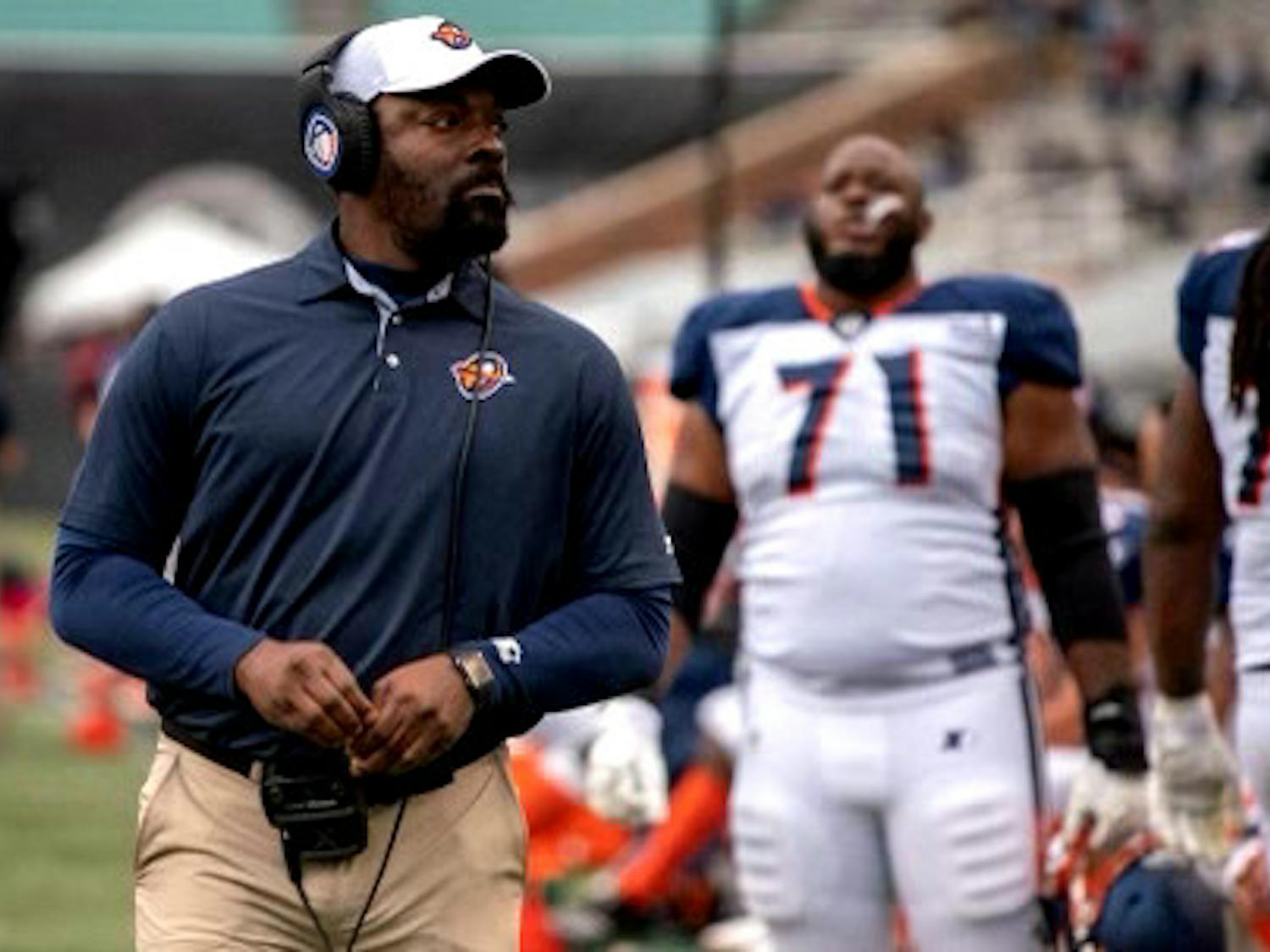 Willie Jackson Jr. on the sidelines for the Orlando Apollos. Jackson was named the head coach of P.K. Yonge's football team May 8. 
