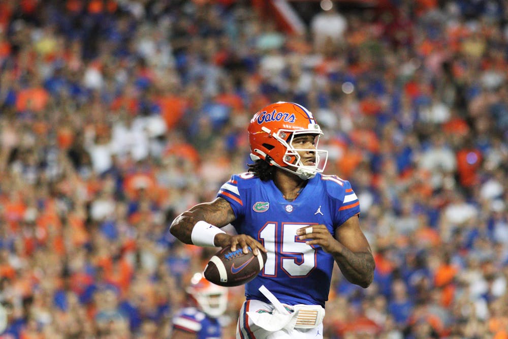 Florida quarterback Anthony Richardson threw two costly interceptions against the Kentucky Wildcats Saturday, Sept. 10, 2022. 