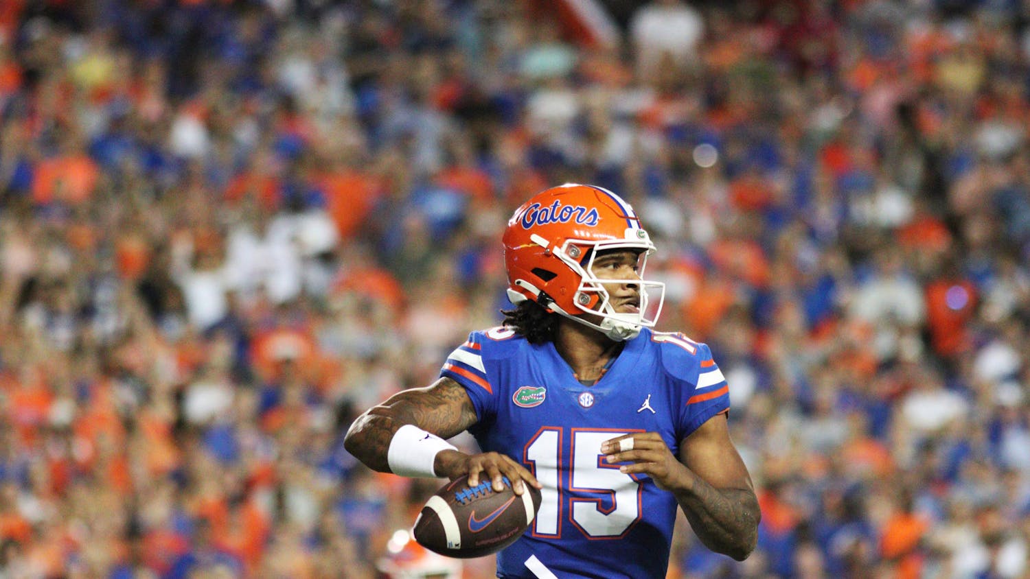 Florida quarterback Anthony Richardson threw two costly interceptions against the Kentucky Wildcats Saturday, Sept. 10, 2022. 