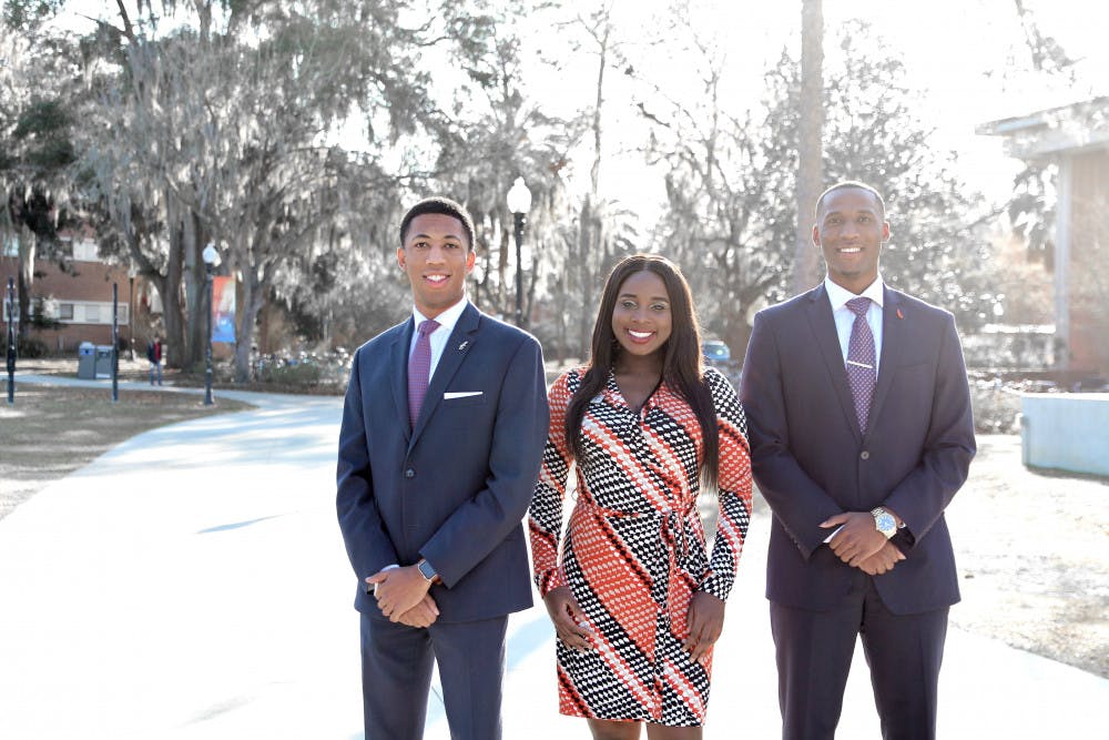 From left: Ian Green, Janae Moodie and Revel Lubin. The three black student candidates are running for student body president in a three-party race.