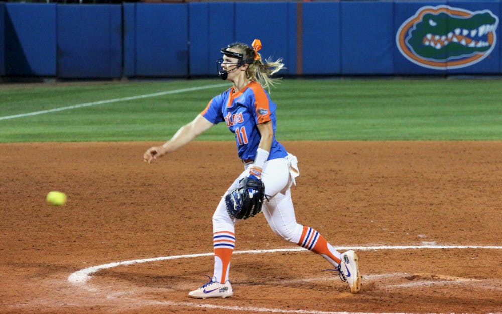 <p>Pitcher Kelly Barnhill tossed her second no-hitter of the season Friday afternoon against Kentucky. </p>