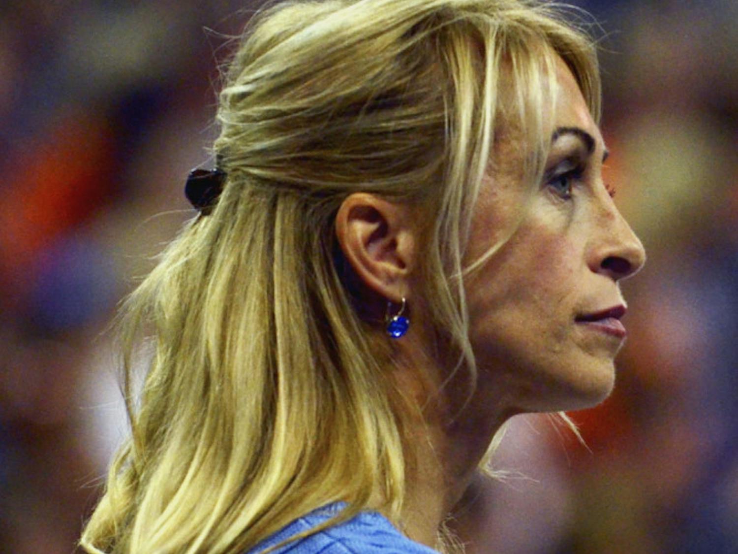 Rhonda Faehn watches her teammates compete during Florida's win against Georgia on Jan. 30.