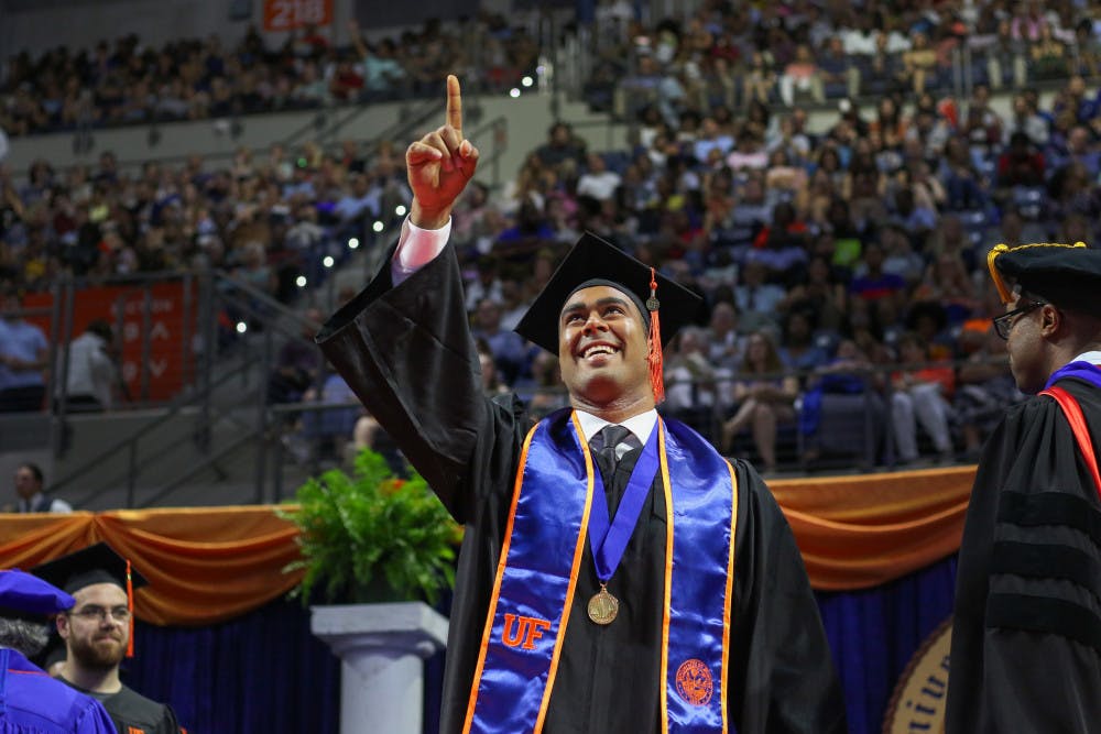 <p><span id="docs-internal-guid-6f7ca61d-7fff-9c9e-50cd-26d0da5f7be4"><span>Ali Shahin, a 23-year-old student graduating with a bachelor’s degree in mechanical engineering, walks across the stage Saturday in the O’Connell Center during the Summer 2019 graduation ceremony at the University of Florida. Shahin has accepted a job to work with the Florida Department of Transportation, UF and Gamma Scientific to be lead research engineer for the development of equipment to measure the reflectivity of pavement markings.</span></span></p>