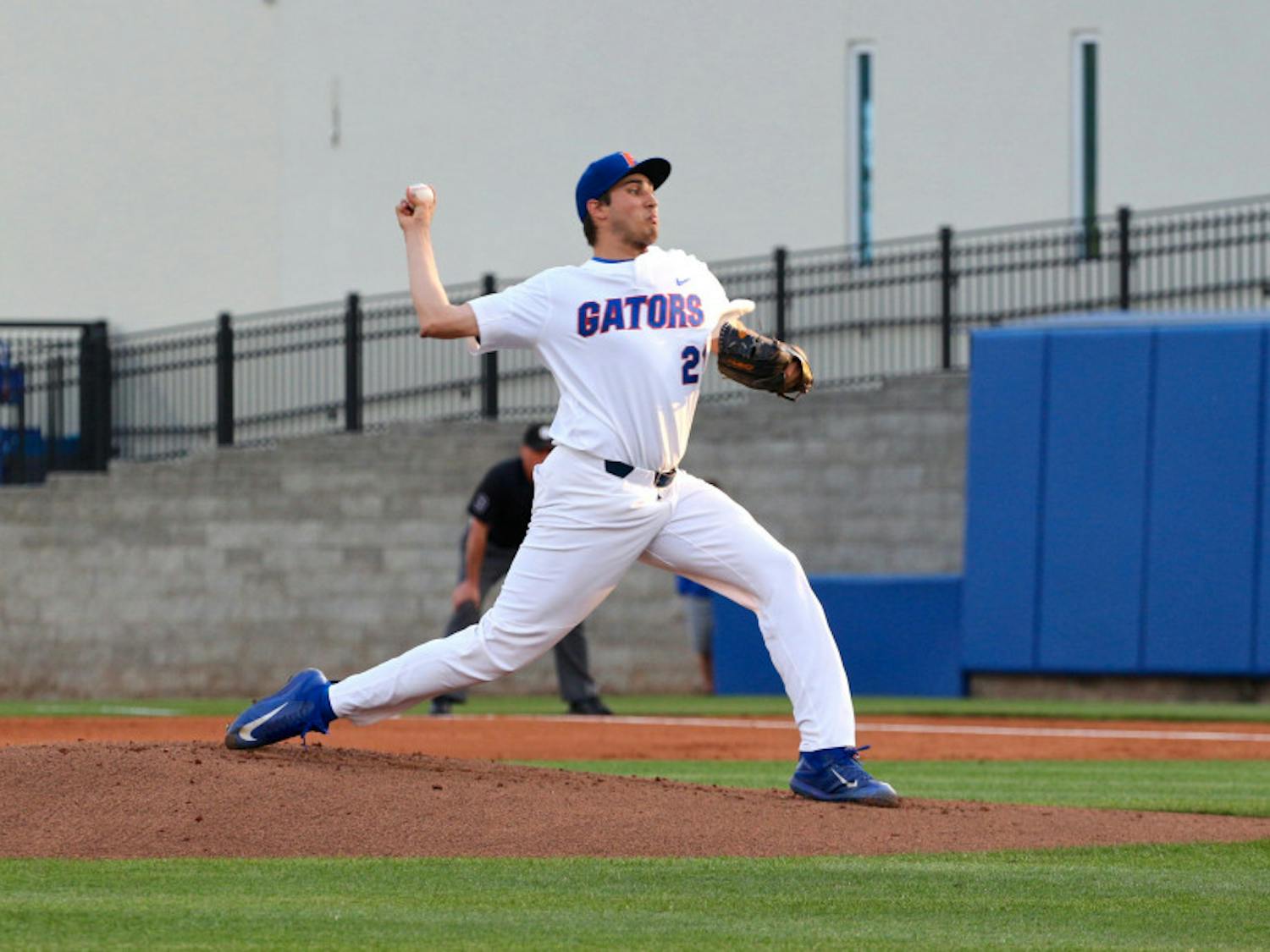 UF pitcher Alex Faedo pitches during Florida's 1-0 win against LSU on March 24, 2017, at McKethan Stadium.