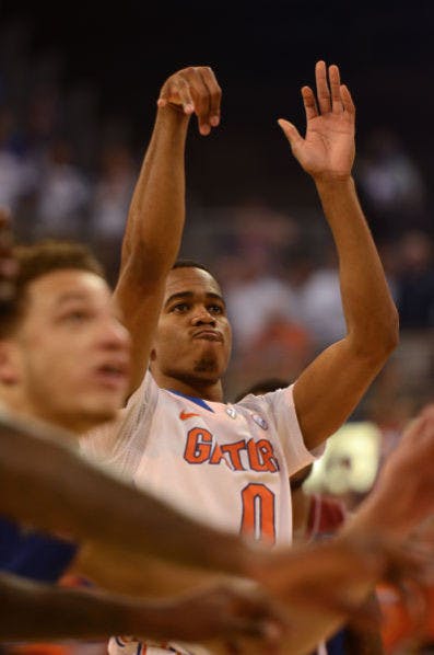 Freshman point guard Kasey Hill shoots a free throw during No. 19 Florida's 67-61 win against No. 13 Kansas on Tuesday night in the O'Connell Center.