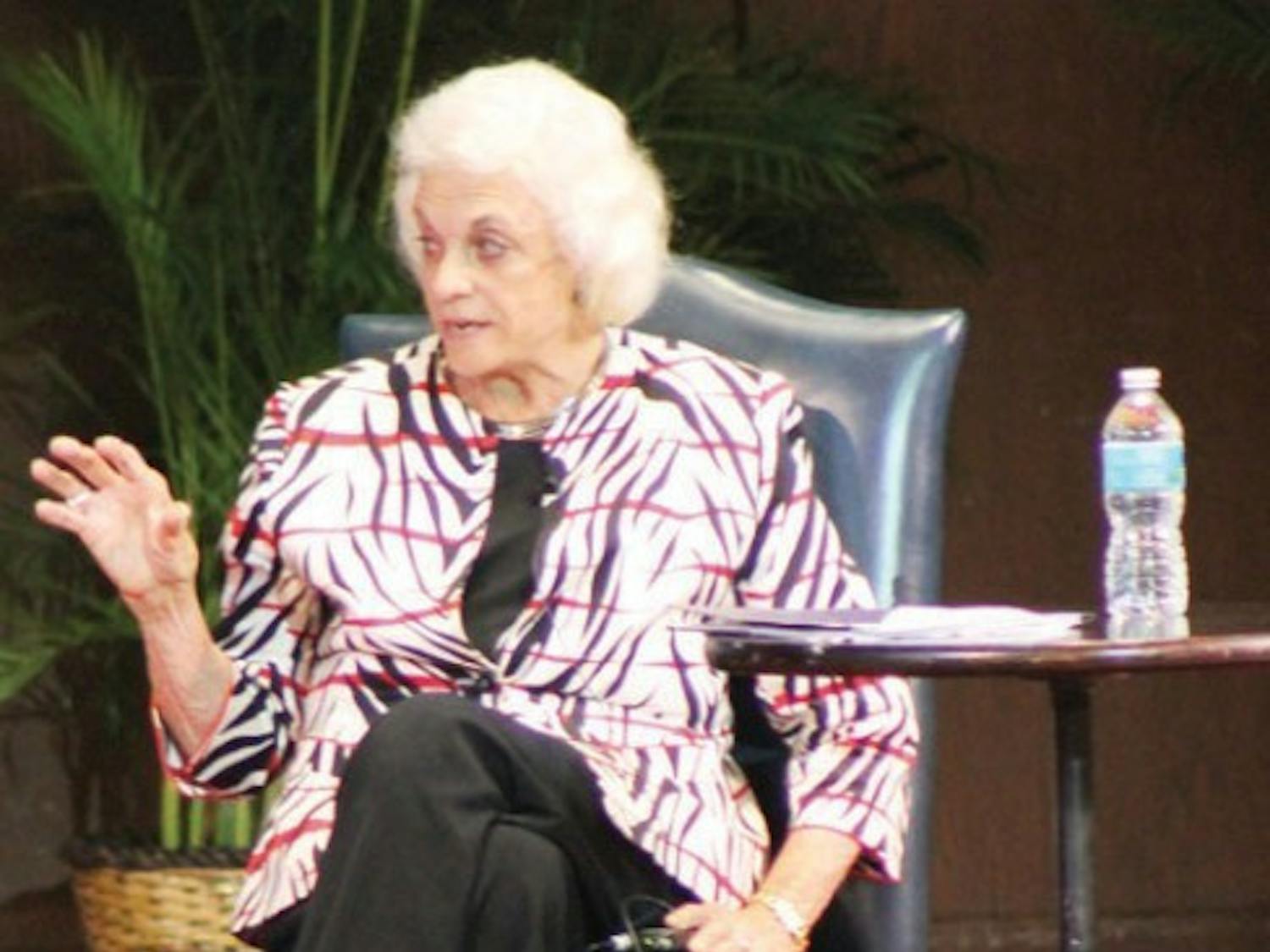 Sandra Day O'Connor talks to a crowd of students and Gainesville residents about civic service and voting. In 2010, only 8 percent of Florida residents under 30 years old voted.