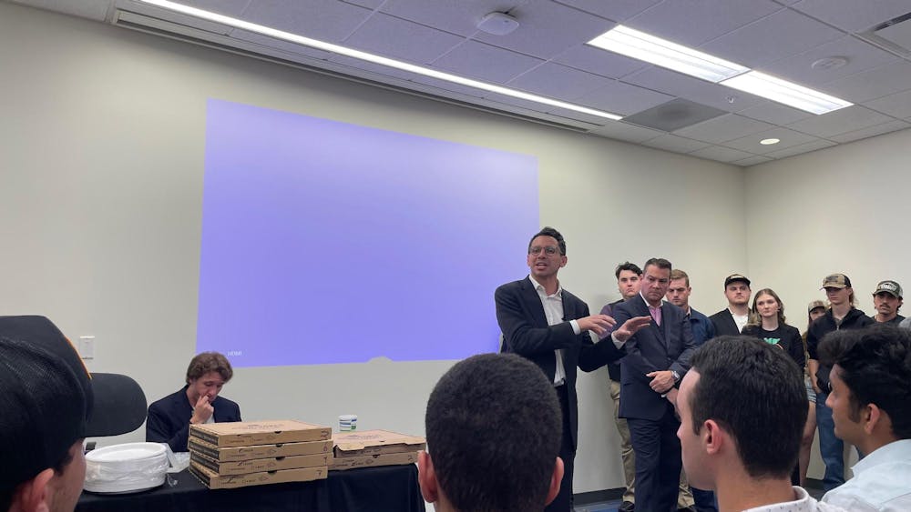 James Fishback attends a UF College Republicans meeting in the Reitz Union on March 31, 2026, in Gainesville, Fla. 