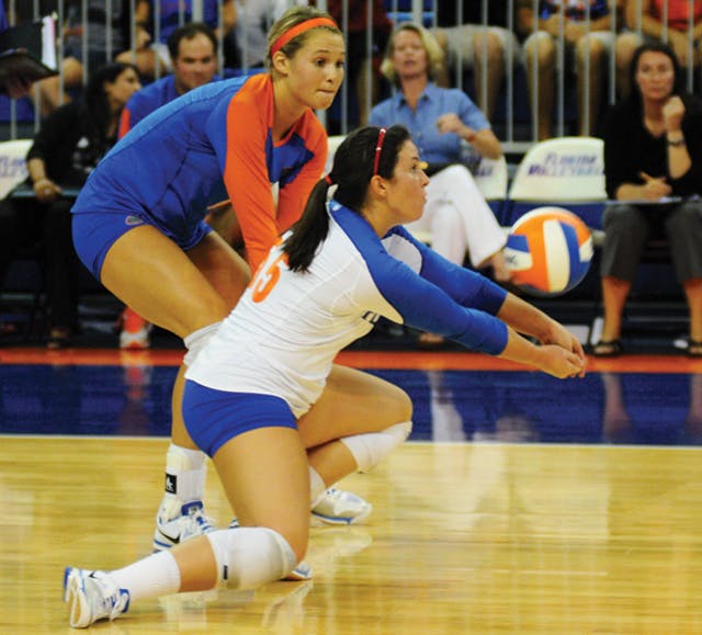 Florida redshirt freshman Taylor Unroe (right) averages 3.55 digs per set, and as a team the Gators are last in the Southeastern Conference in total digs.
