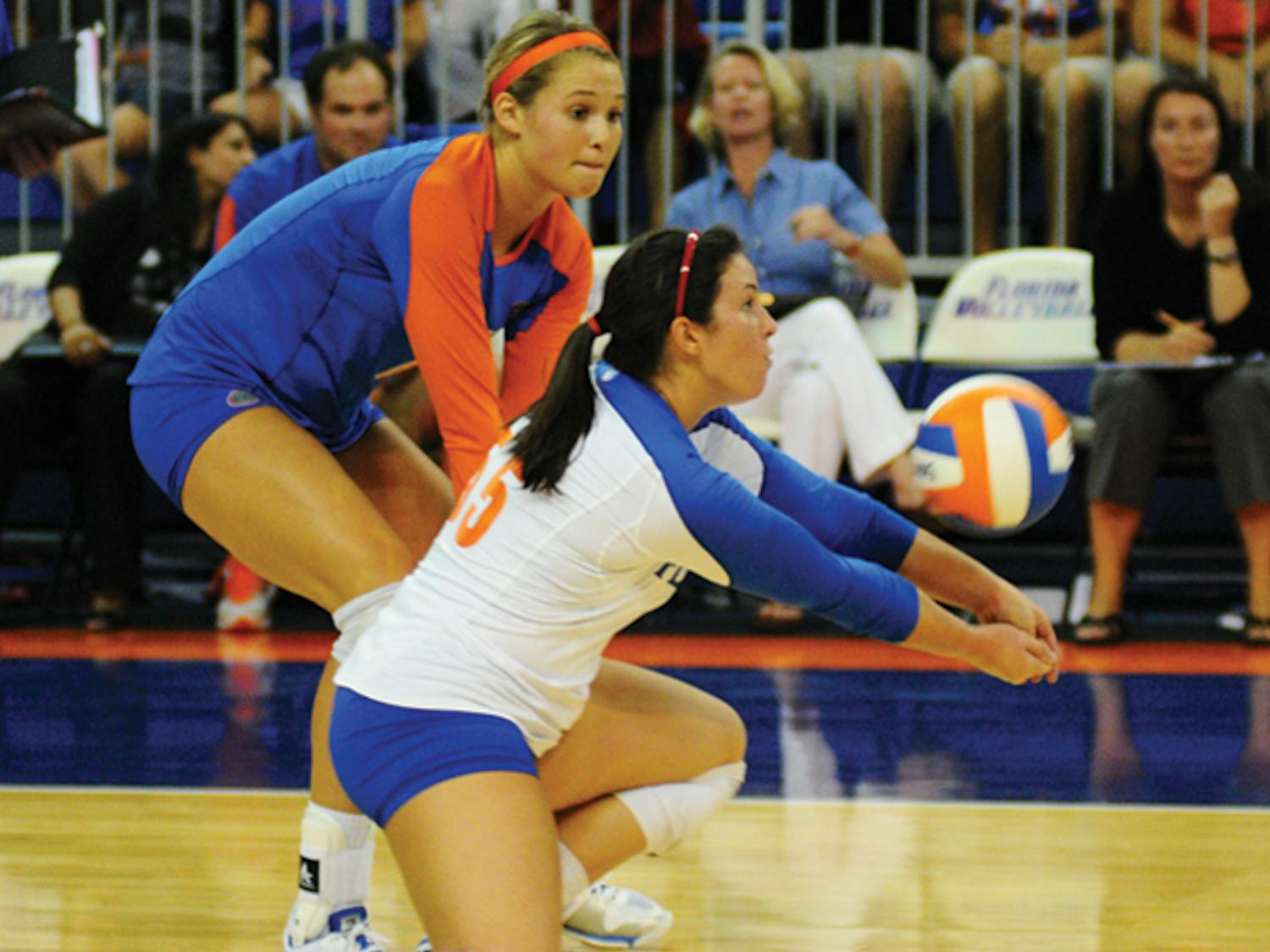 Florida redshirt freshman Taylor Unroe (right) averages 3.55 digs per set, and as a team the Gators are last in the Southeastern Conference in total digs.