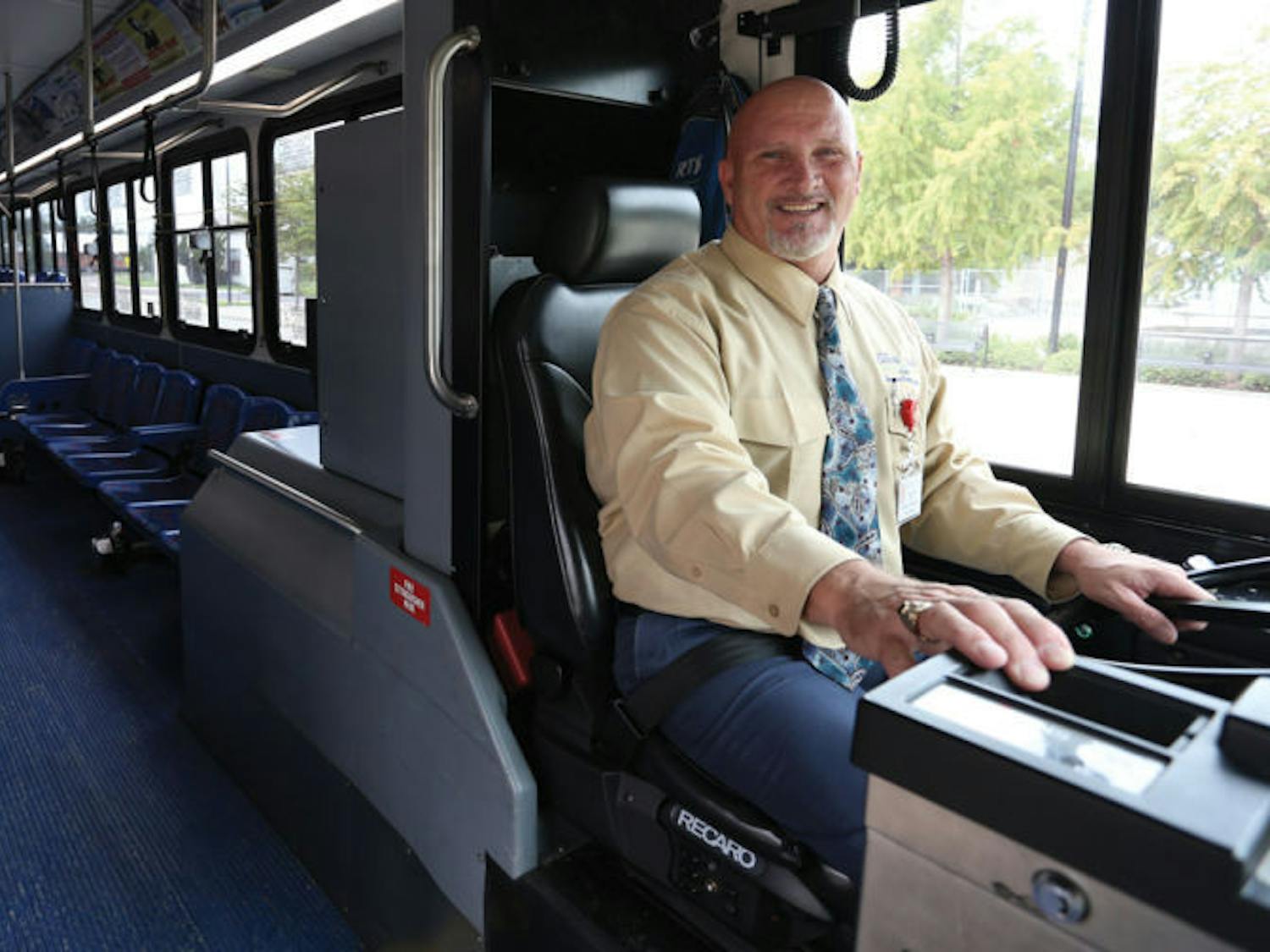 RTS driver Steve Holloway, 54, is well-liked by students and bus riders for the jokes and life lessons he shares during his Friday routes. Holloway’s passion for customer service won him RTS’s top award for customer service earlier this year. He currently drives a bus on Route 35.