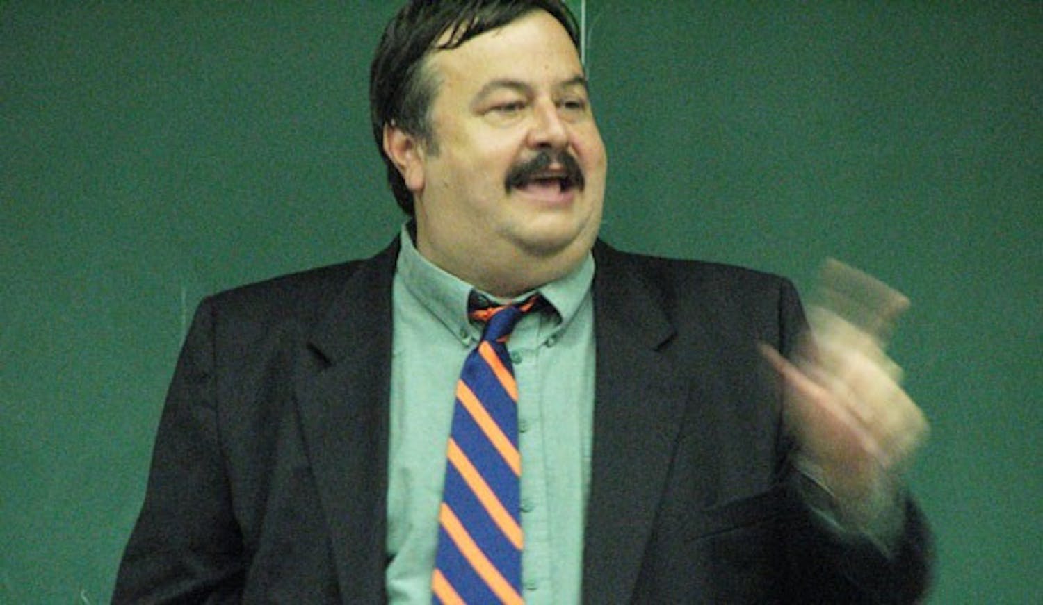 Gerald Kish, an adjunct professor at UF, died last Friday while scuba diving in Mexico. This photo was taken at a public-speaking forum on March 26, 2009.