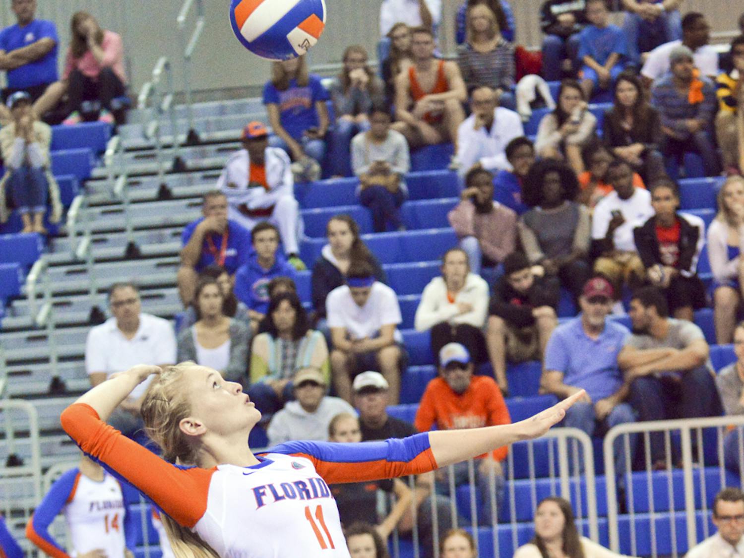 Of the three seniors, Monserez is usually the one who flies under the radar.Most of her contributions have come off the bench in relief for Pole and Unroe.But the Orlando native became an integral cog in Florida’s defense during her four years.Highlights such as a 23-dig outing against Tennessee during the 2012 season, digging a ball over press row during a match and setting up service runs are just a few of Monserez’s best moments during her time with Florida.In her final season with UF, Monserez is averaging 1.89 digs per set and set a career-high with 15 service aces while assuming the role as Florida’s main backup defensive specialist. She’s second on the Gators’ roster in reception attempts (496), and her .986 reception percentage this season is the highest among Florida’s backline players.