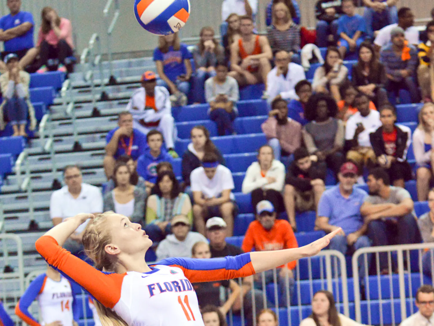 Of the three seniors, Monserez is usually the one who flies under the radar.Most of her contributions have come off the bench in relief for Pole and Unroe.But the Orlando native became an integral cog in Florida’s defense during her four years.Highlights such as a 23-dig outing against Tennessee during the 2012 season, digging a ball over press row during a match and setting up service runs are just a few of Monserez’s best moments during her time with Florida.In her final season with UF, Monserez is averaging 1.89 digs per set and set a career-high with 15 service aces while assuming the role as Florida’s main backup defensive specialist. She’s second on the Gators’ roster in reception attempts (496), and her .986 reception percentage this season is the highest among Florida’s backline players.