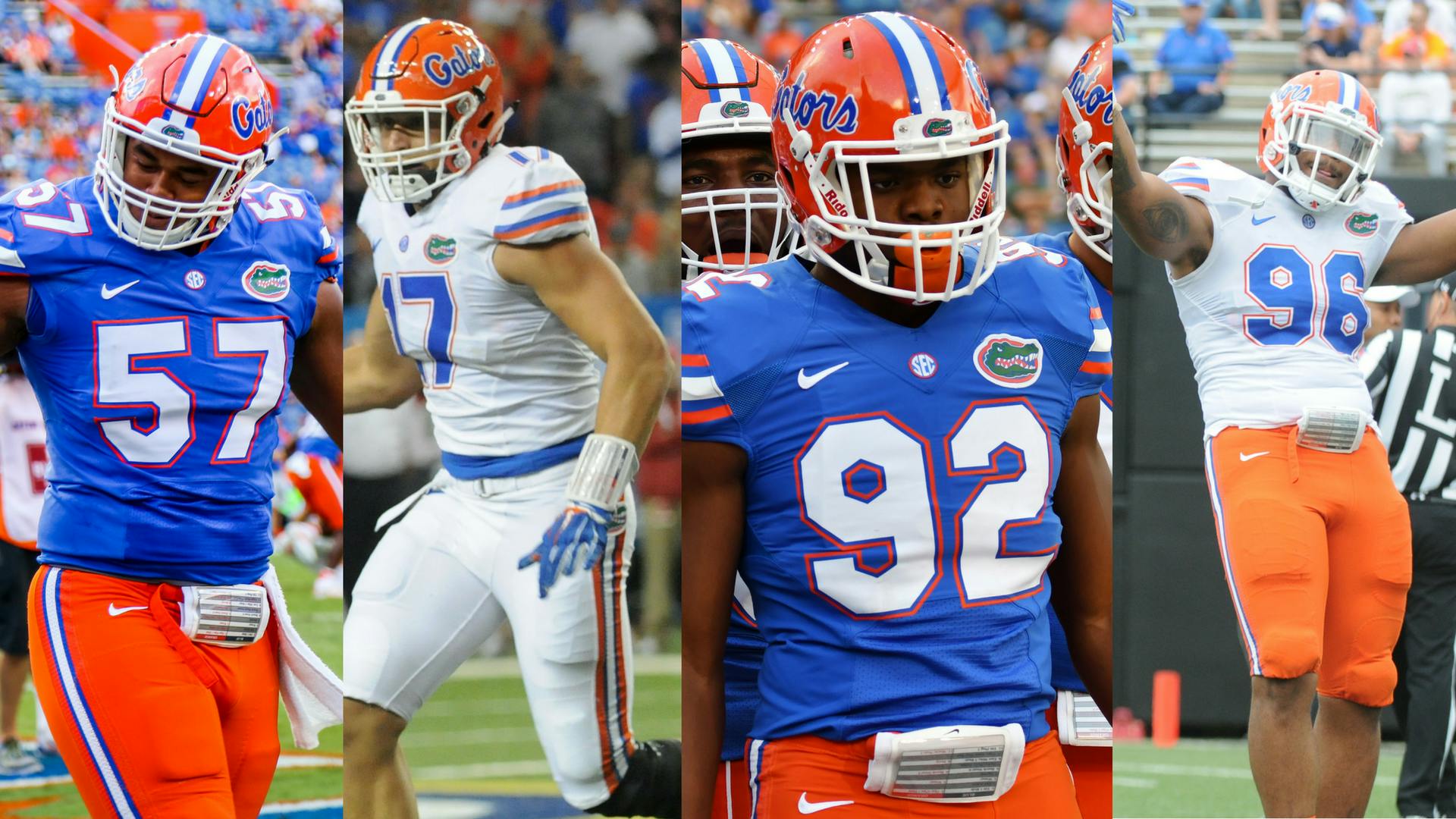 From left: Florida defensive linemen Caleb Brantley, Jordan Sherit, Jabari Zuniga and CeCe Jefferson.