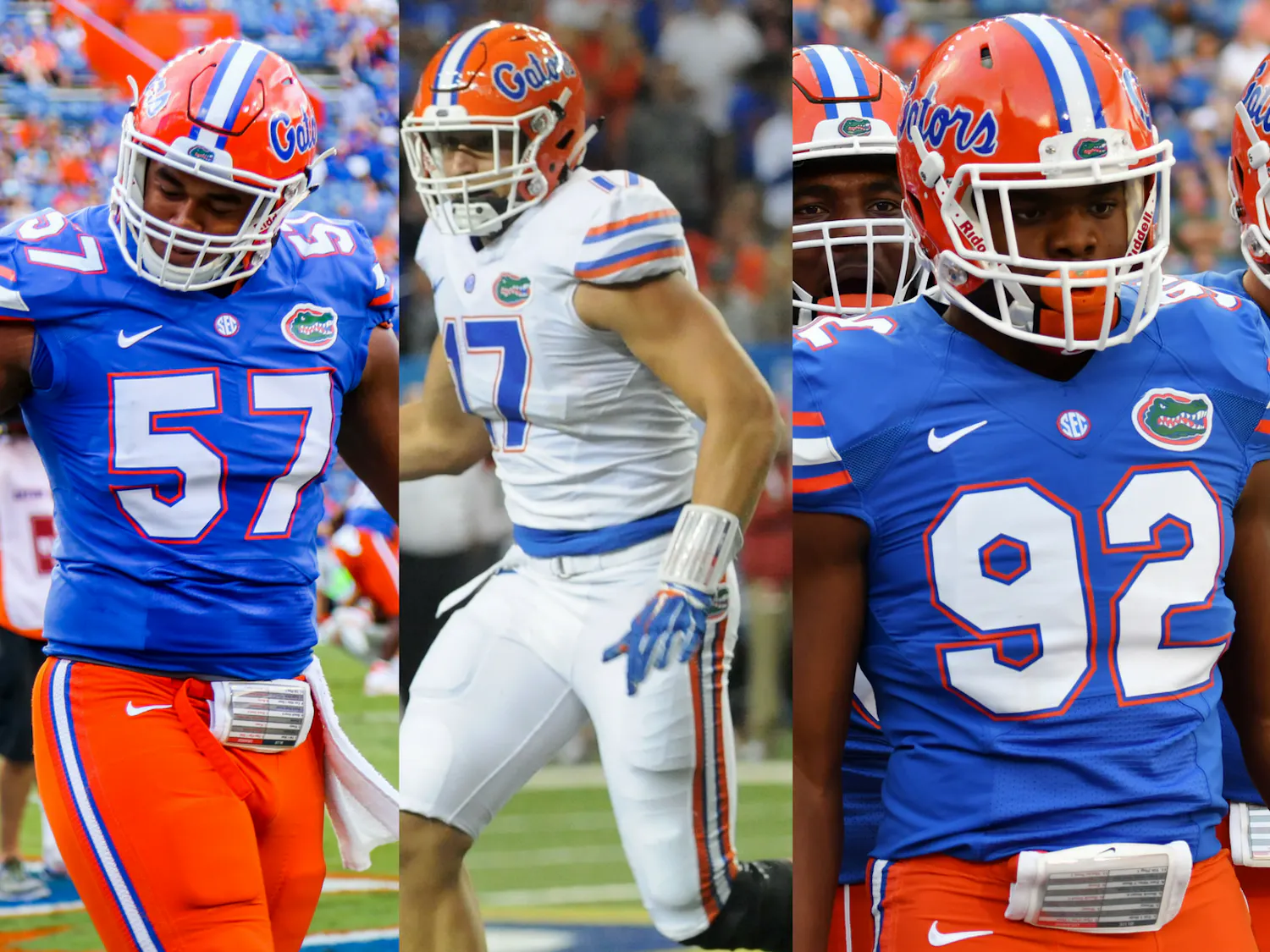 From left: Florida defensive linemen Caleb Brantley, Jordan Sherit, Jabari Zuniga and CeCe Jefferson.