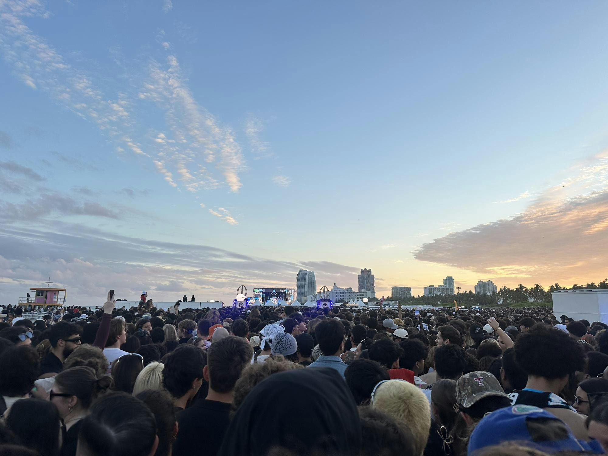 Fans gather in Miami, Fla., for a show the week of the 2026 College Football National Championship.