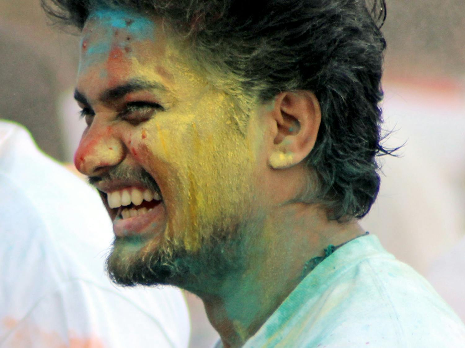 Balaji Iyer, a 27-year-old UF computer science graduate student, celebrates at the UF Holi Festival of Colors. 