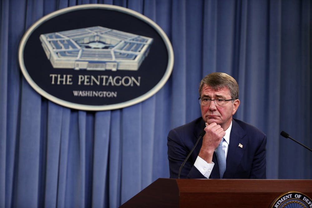 <p>Defense Secretary Ash Carter listens to a question during a news conference at the Pentagon, Thursday, June 30, 2016, where he announced new rules allowing transgender individuals to serve openly in the U.S. military.</p>