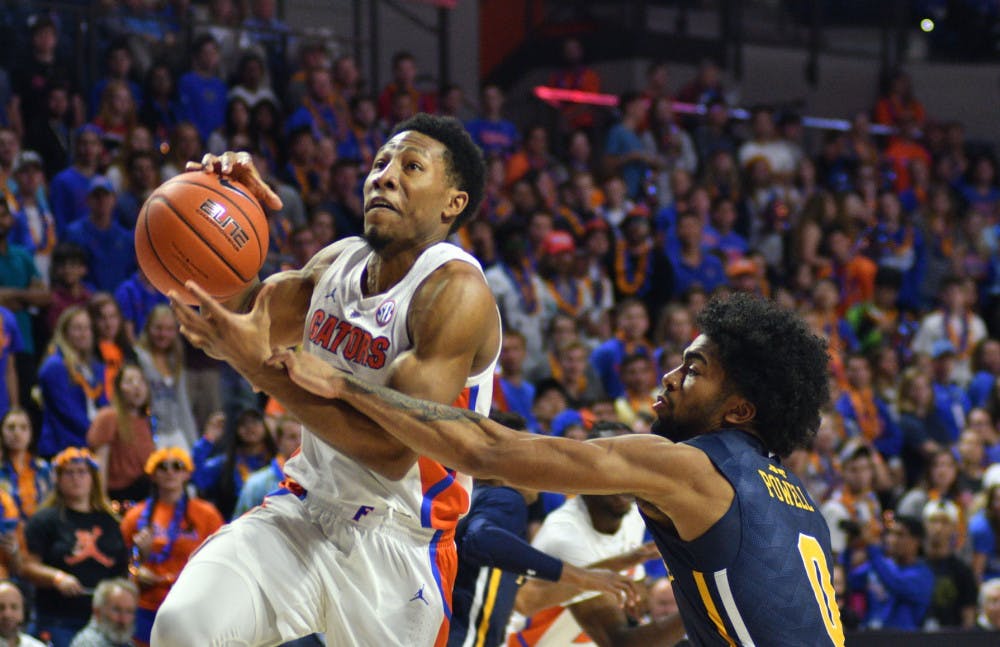 <p>Guard KeVaughn Allen dropped a team-high 19 points in Madison Square Garden Tuesday night and led the Gators to a 66-56 win over West Virginia.</p>