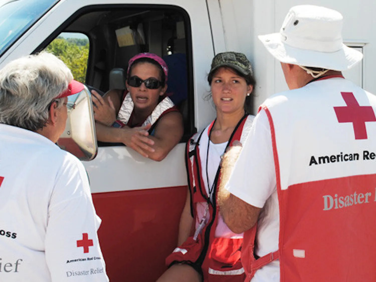 UF students Molly Jansen and Maria Fitzgerald, who just started internships with the local Red Cross chapter, were tapped to help with Hurricane Irene efforts. They drove a truck to Middletown, N.Y., to dis- tribute meals to people who are cleaning up after a flood.